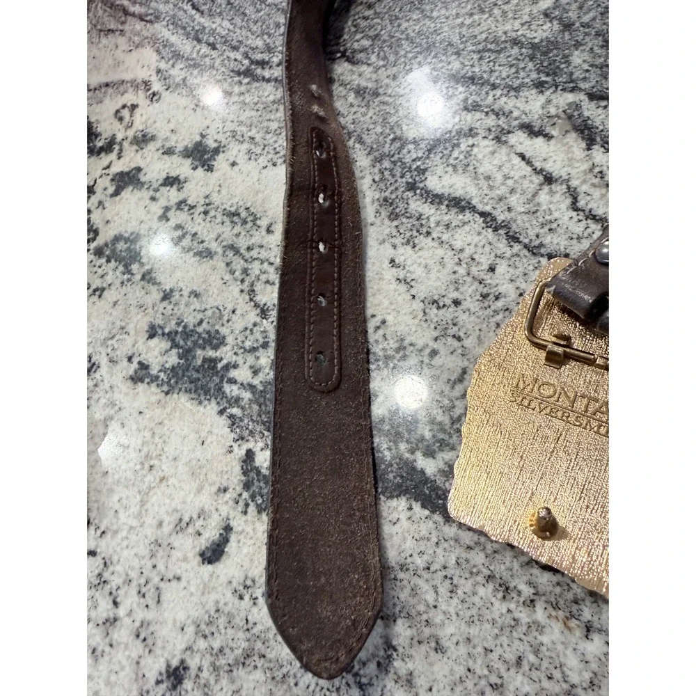 Montana Silversmiths 2015‎ Pendleton Whisky Let'er Buck Leather Belt Brown 39.5